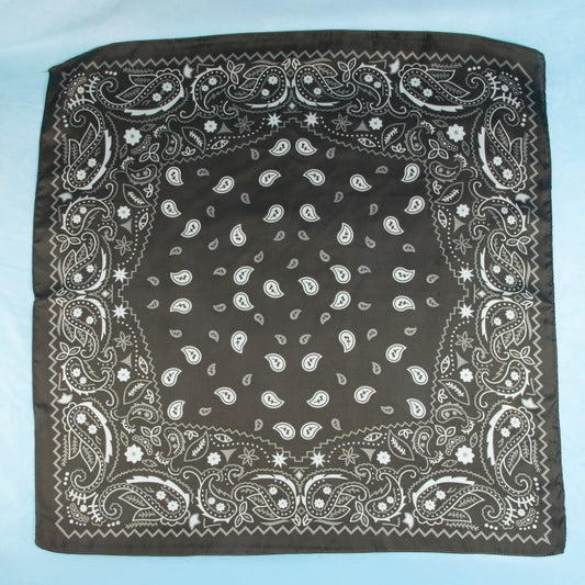 Bandana Paisley Print Satin Square Scarf: Navy