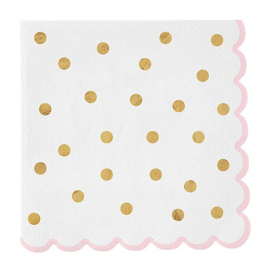 Beverage Napkin - Gold Dot