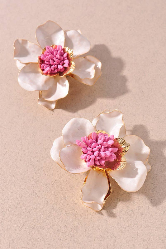 Blooming Floral Statement Earring : Ivory