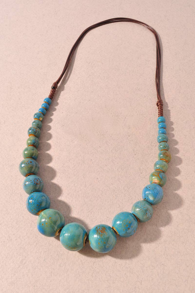 STONE BEAD STATEMENT NECKLACE: Turquoise