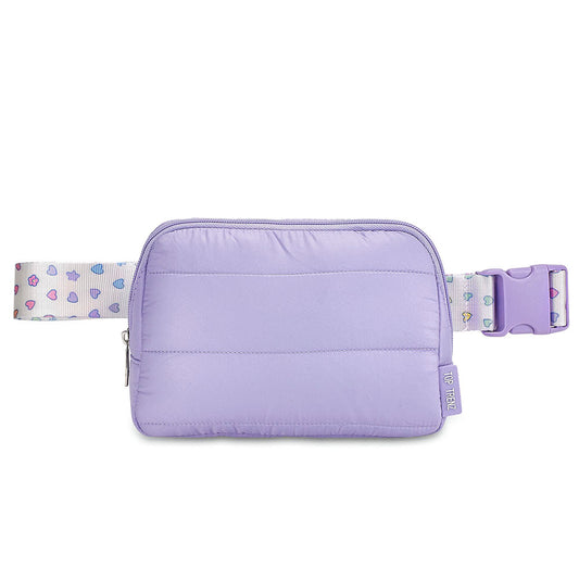 Purple Puffer Belt with Rainbow Heart Strap