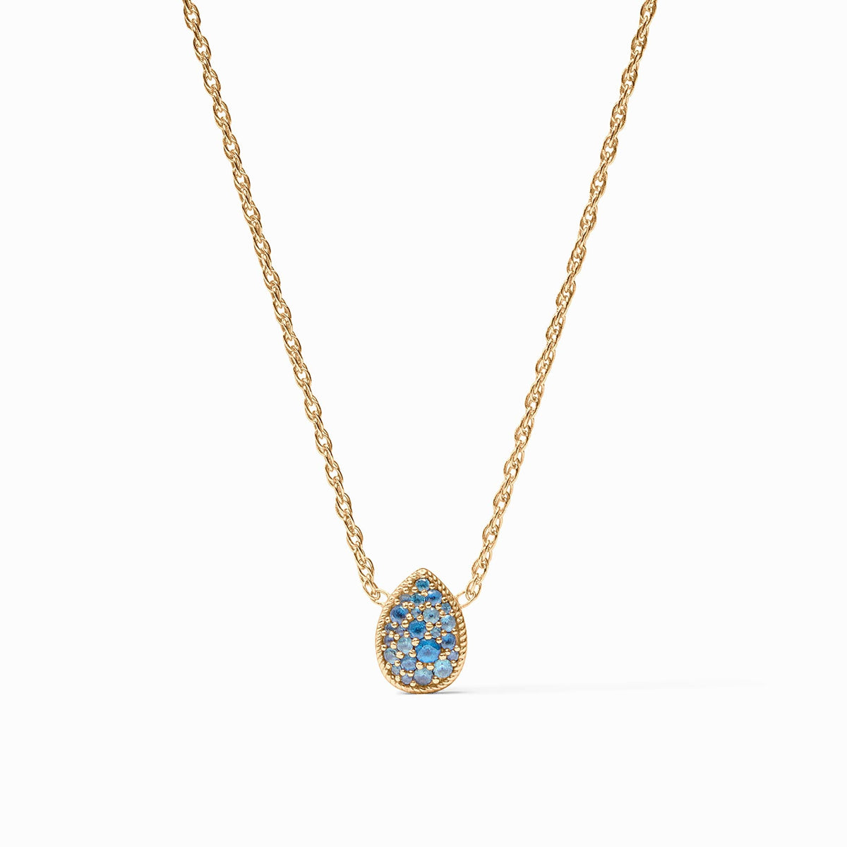 Pave Teardrop Delicate Necklace in Blue Topaz
