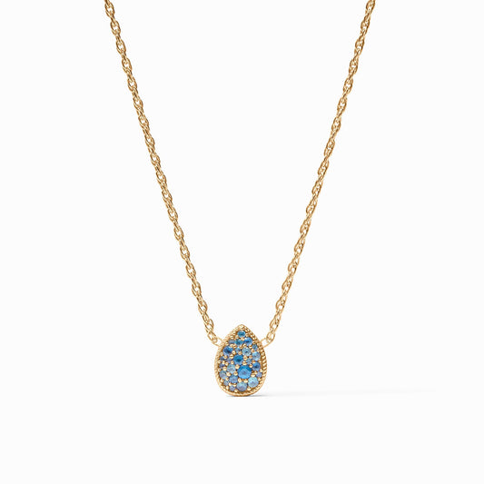 Pave Teardrop Delicate Necklace in Blue Topaz