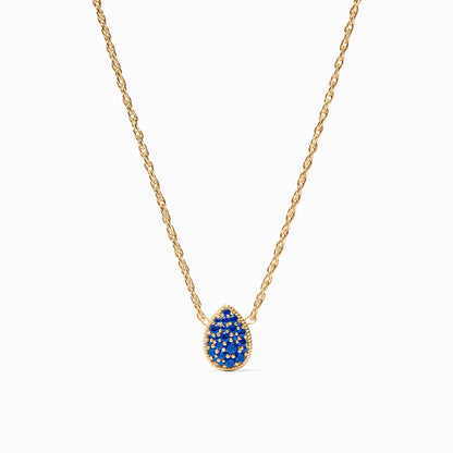 Pave Teardrop Delicate Necklace in Sapphire Blue