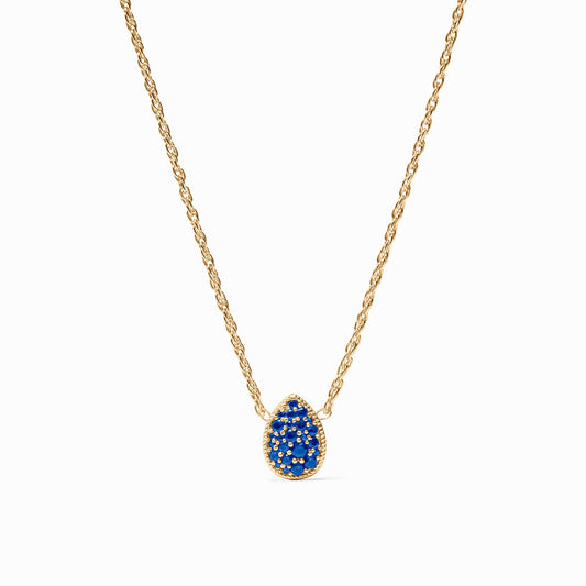 Pave Teardrop Delicate Necklace in Sapphire Blue