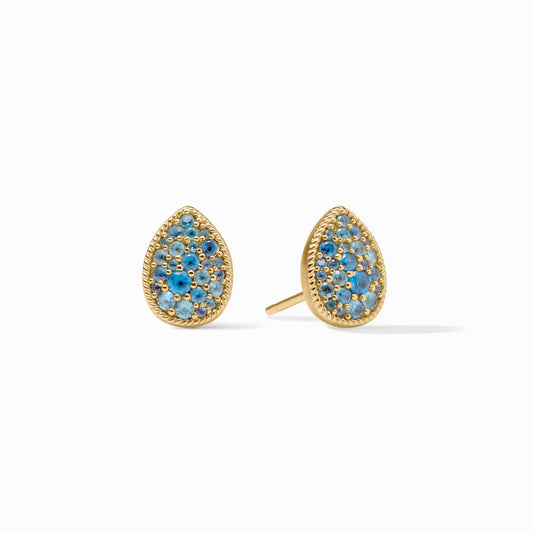 Pave Teardrop Stud in Blue Topaz