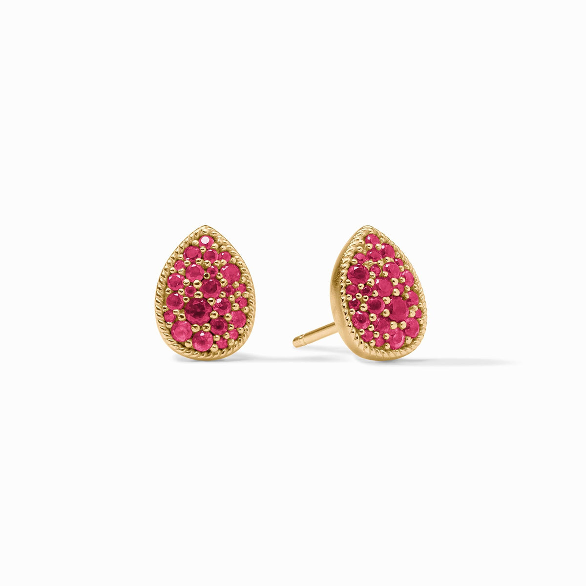 Pave Teardrop Stud in Ruby Red