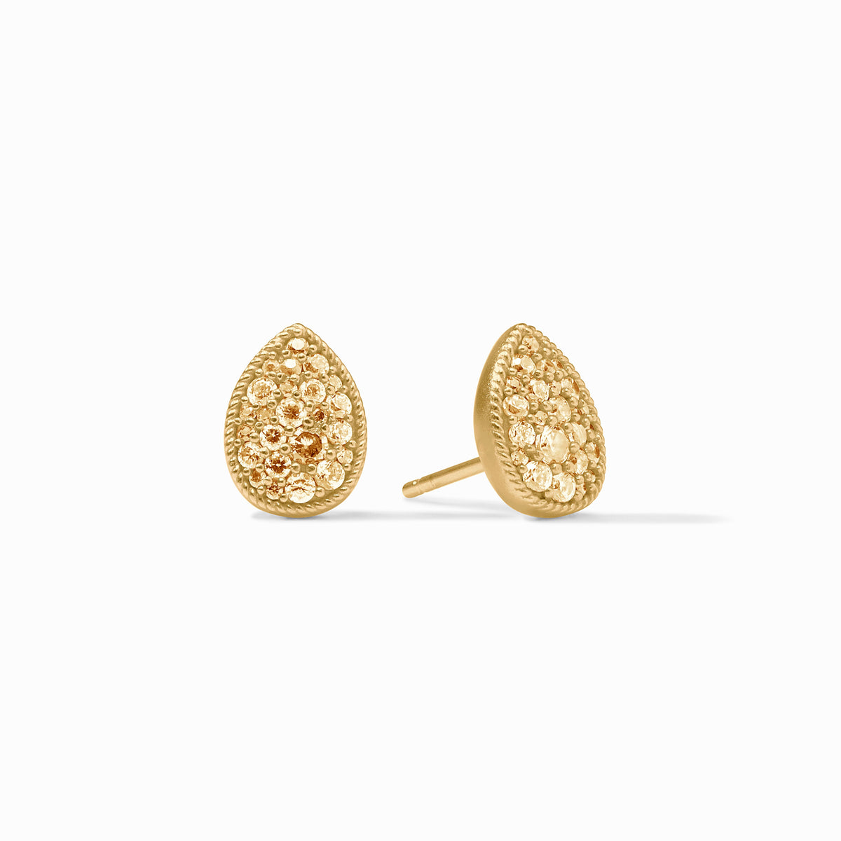 Pave Teardrop Stud in Citrine Yellow