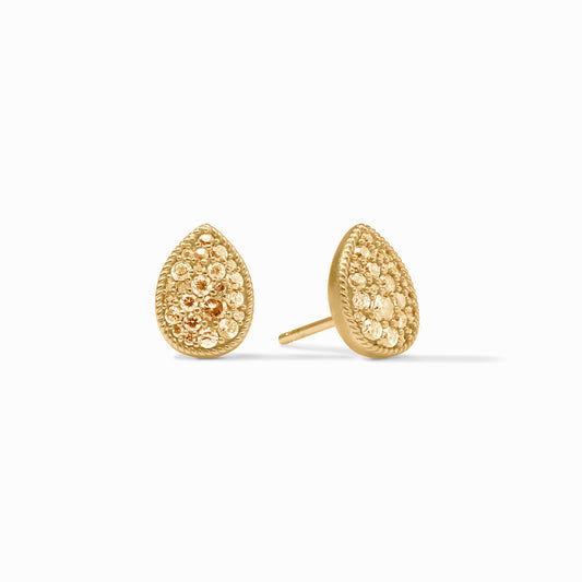 Pave Teardrop Stud in Citrine Yellow