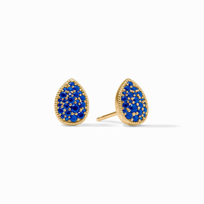 Pave Teardrop Stud in Sapphire Blue