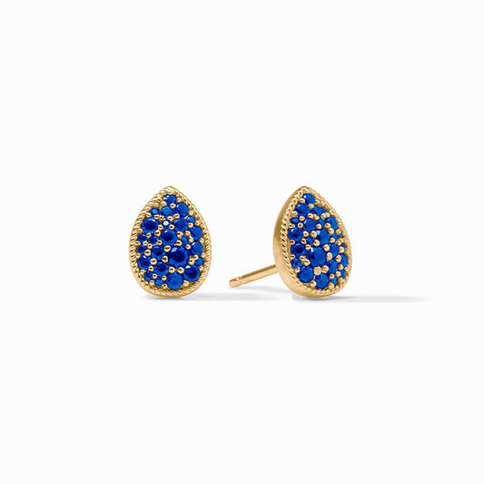 Pave Teardrop Stud in Sapphire Blue