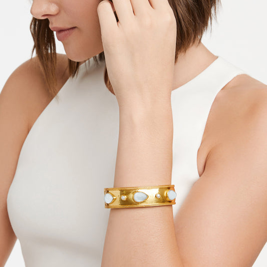 Cannes Statement Hinge Bangle in Iridescent Clear Crystal