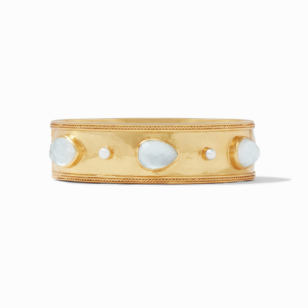 Cannes Statement Hinge Bangle in Iridescent Clear Crystal