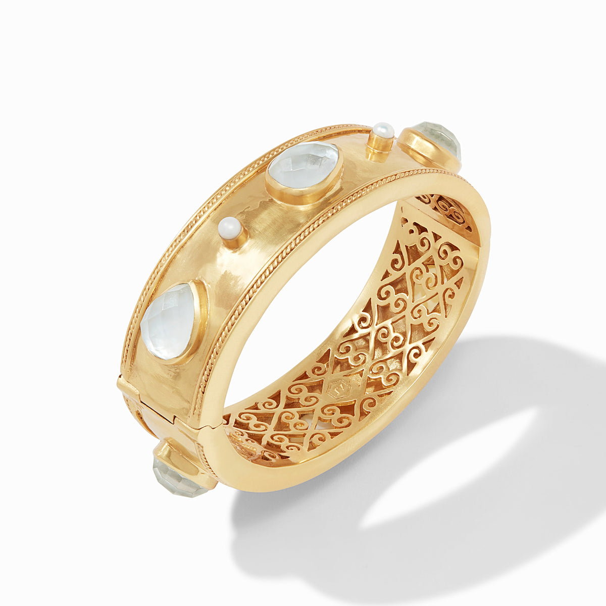 Cannes Statement Hinge Bangle in Iridescent Clear Crystal