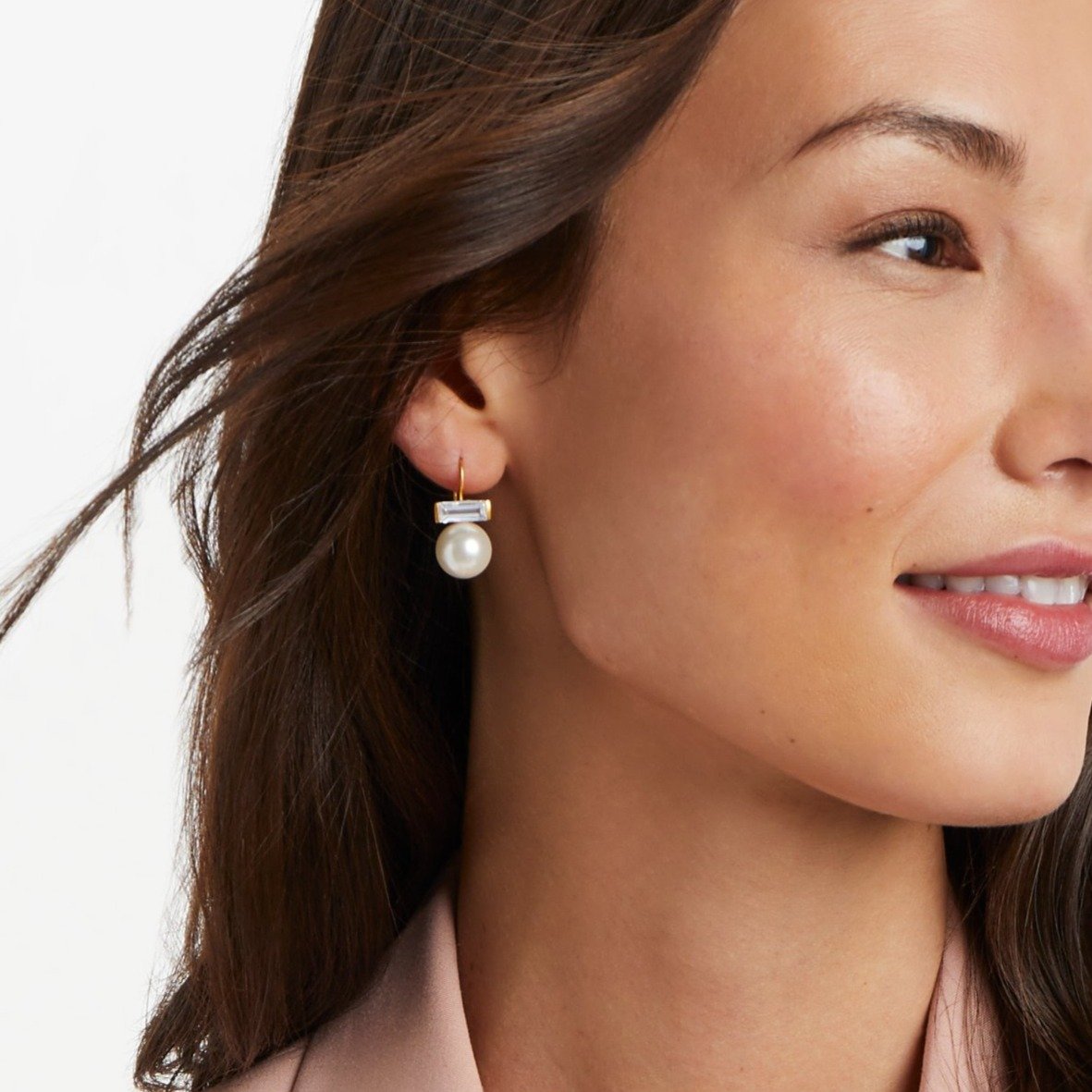 Charlotte Earring in CZ/Pearl