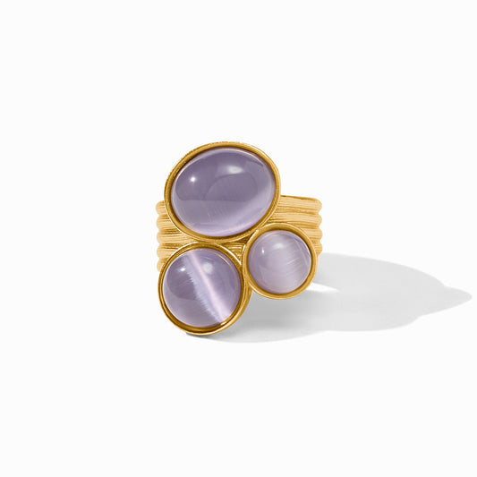 Cobblestone Statement Ring in Blue Cat's Eye