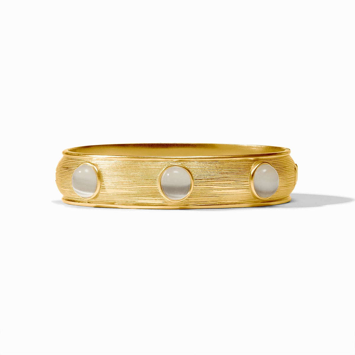 Cobblestone Stone Hinge Bangle in Ivory Cat's Eye