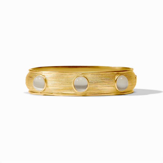 Cobblestone Stone Hinge Bangle in Ivory Cat's Eye