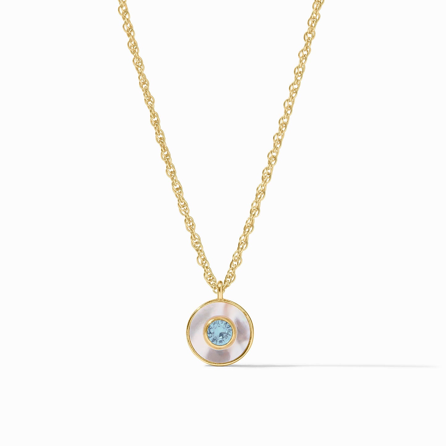 Colette Circle Delicate Necklace - Chalcedony Blue