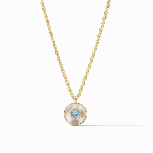 Colette Circle Delicate Necklace - Chalcedony Blue