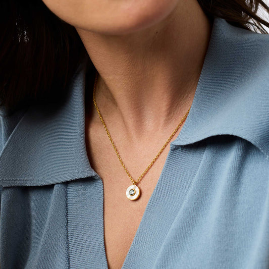 Colette Circle Delicate Necklace in Chalcedony Blue