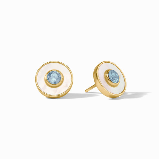 Colette Circle Stud in Chalcedony Blue