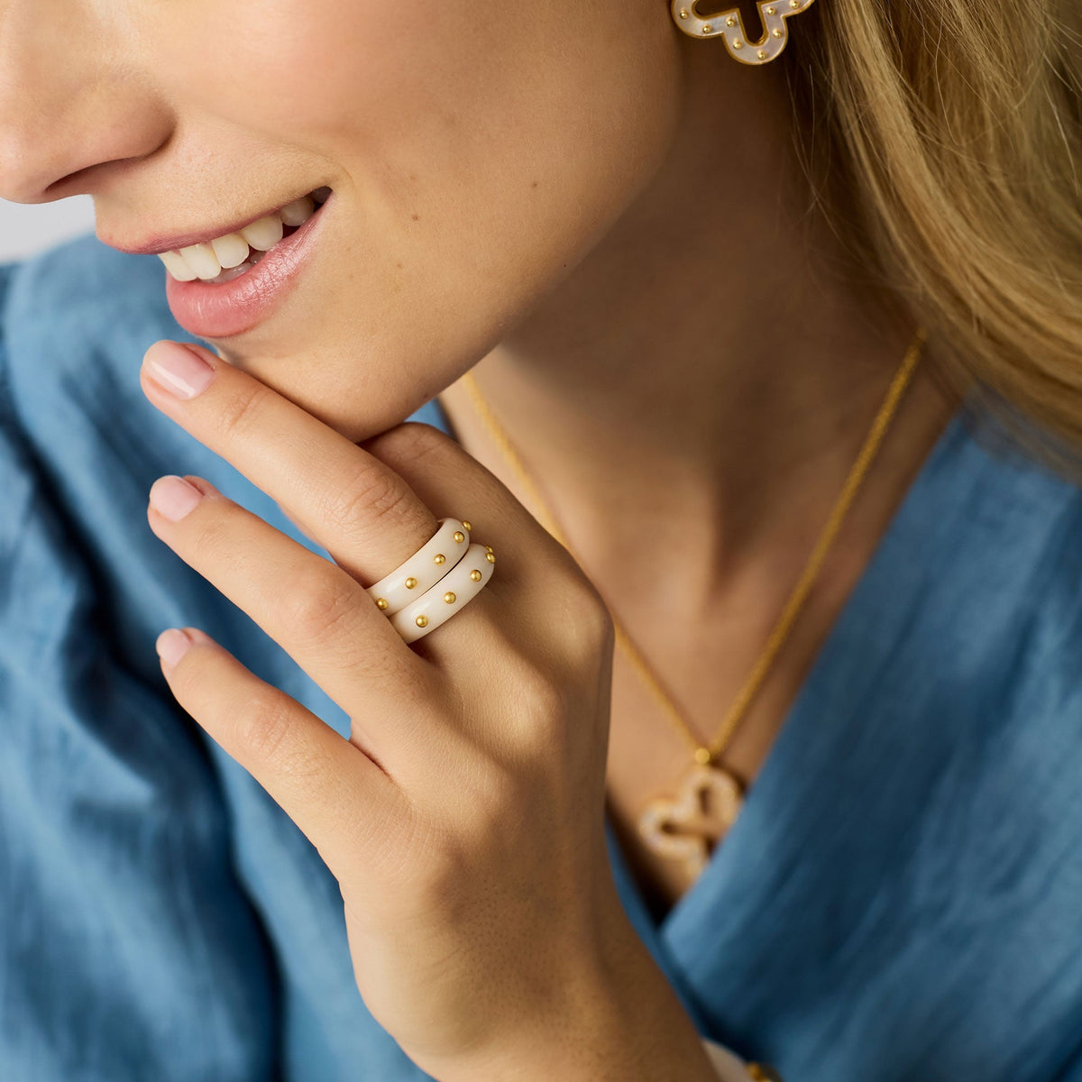 Colette Stacking Ring in Alabaster