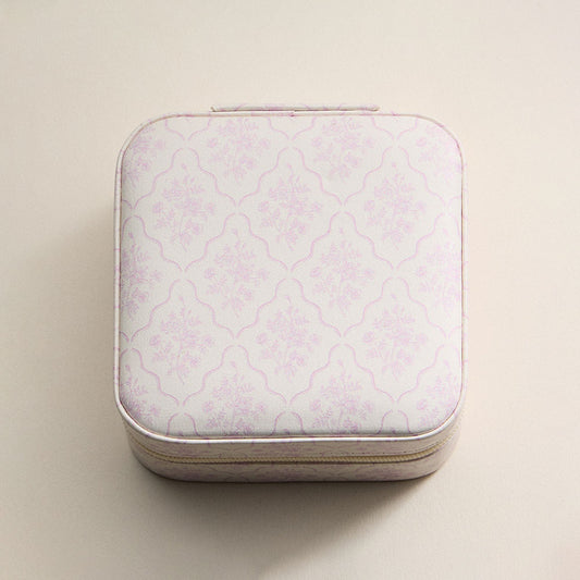 Floral Pattern Portable Square Jewelry Box