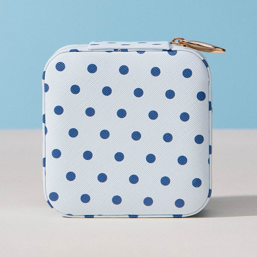 Polka Dot Pattern Print Portable Square Jewelry Box