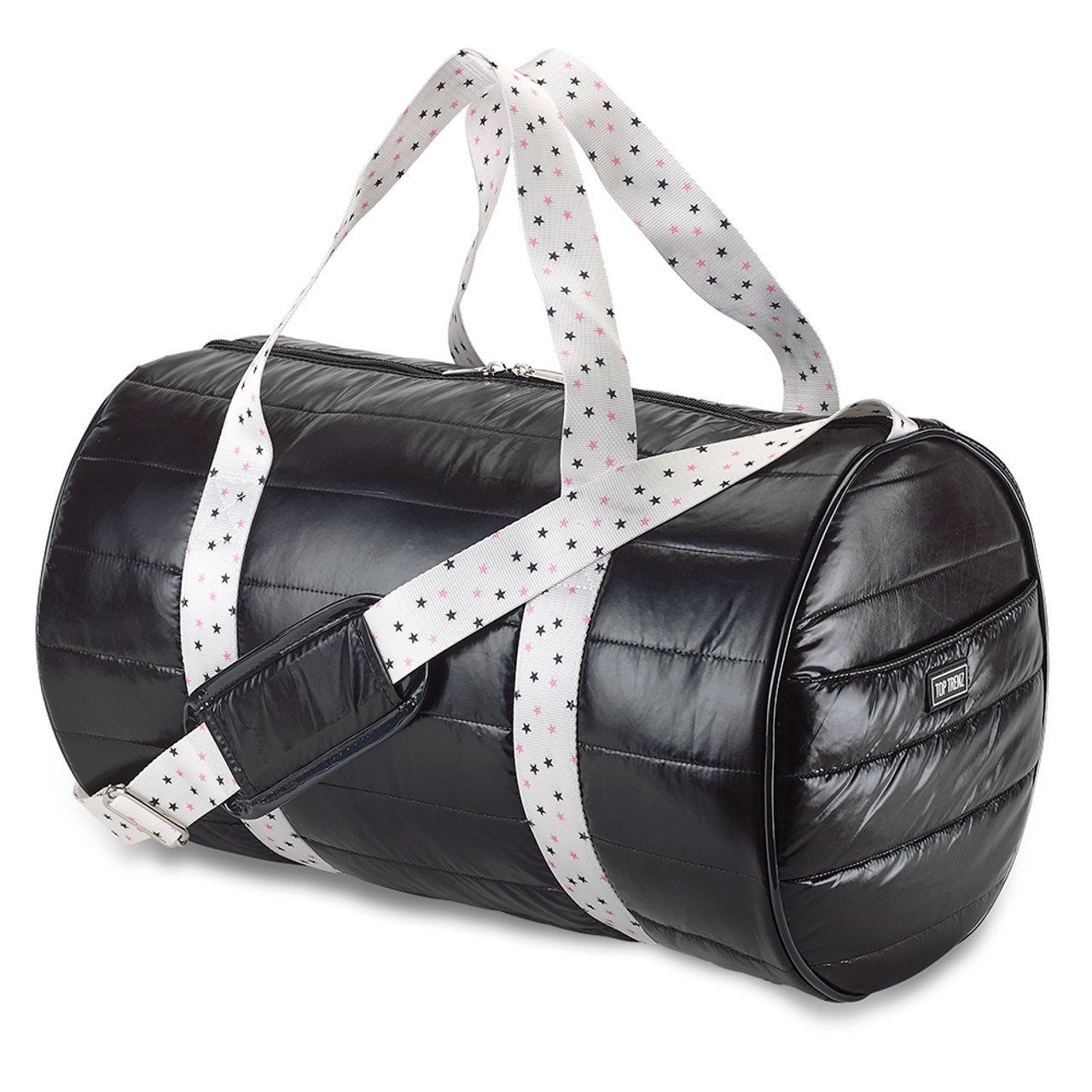 Black Puffer Duffle with Twinkle Stars Strap