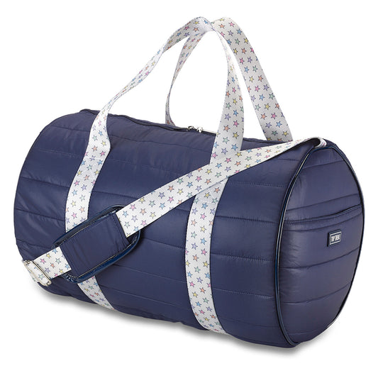 Navy Puffer Duffle Multi Star Strap