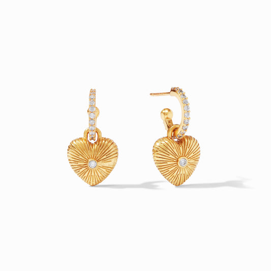 Esme Heart Hoop & Charm Earring - Cubic Zirconia