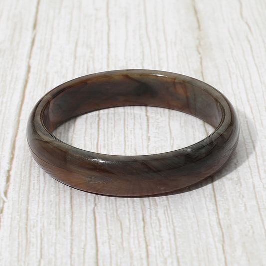 Chunky Marbled Resin Round Bangle Bracelet