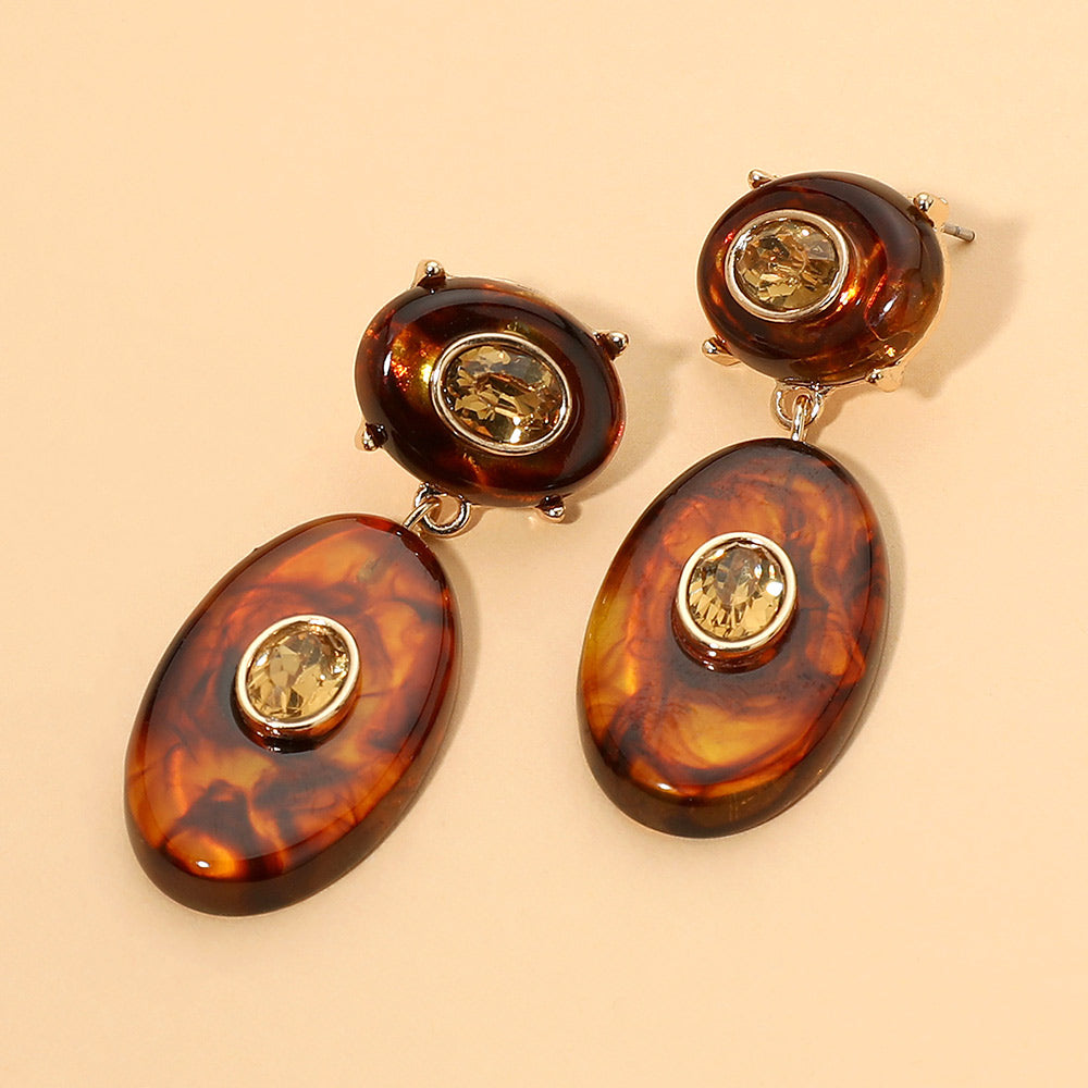 Gem Accent Resin Oval Drop Earrings