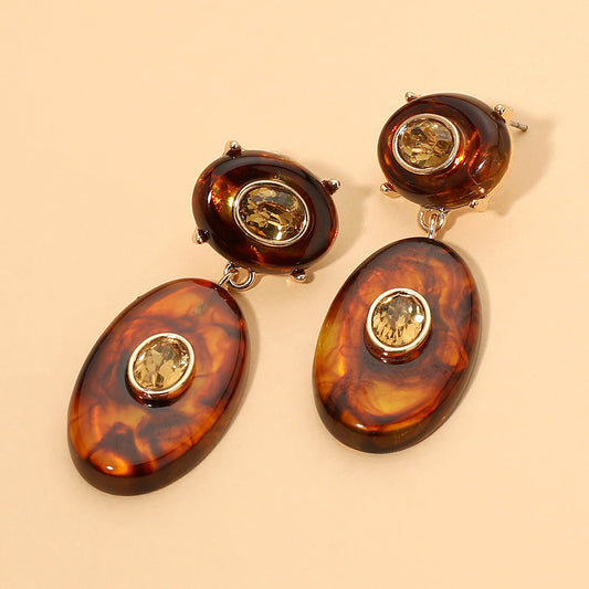 Gem Accent Resin Oval Drop Earrings
