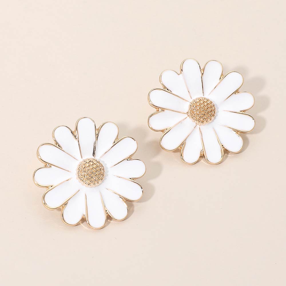 Enamel Daisy Flower Earrings
