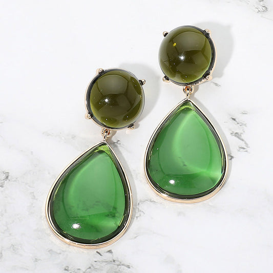 Bold Resin Dome Teardrop Dangle Statement Earrings