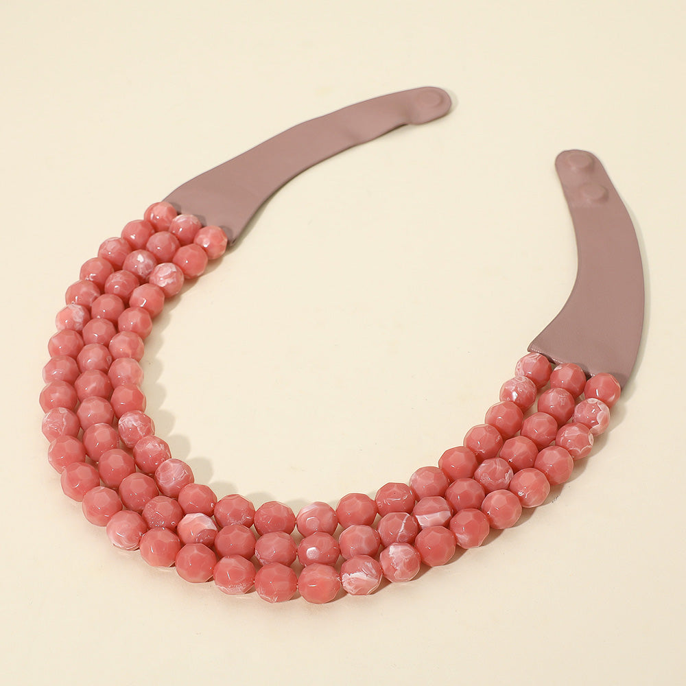 Faceted Beaded Triple Layered Magnetic Collar Necklace
