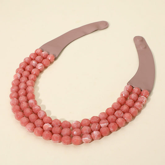 Faceted Beaded Triple Layered Magnetic Collar Necklace
