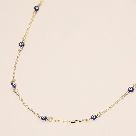 Evil Eye Bead Station Chain Necklace