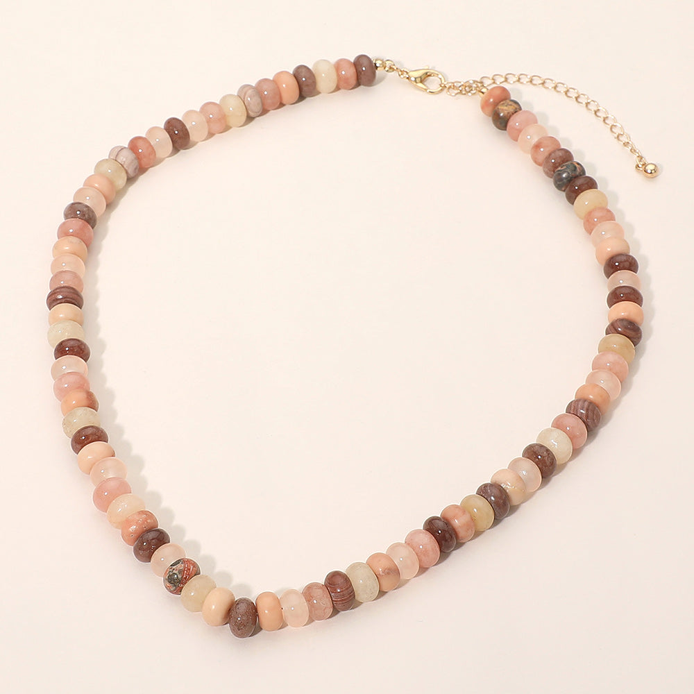 Natural Beaded Necklace in Pink