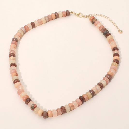 Natural Beaded Necklace in Pink