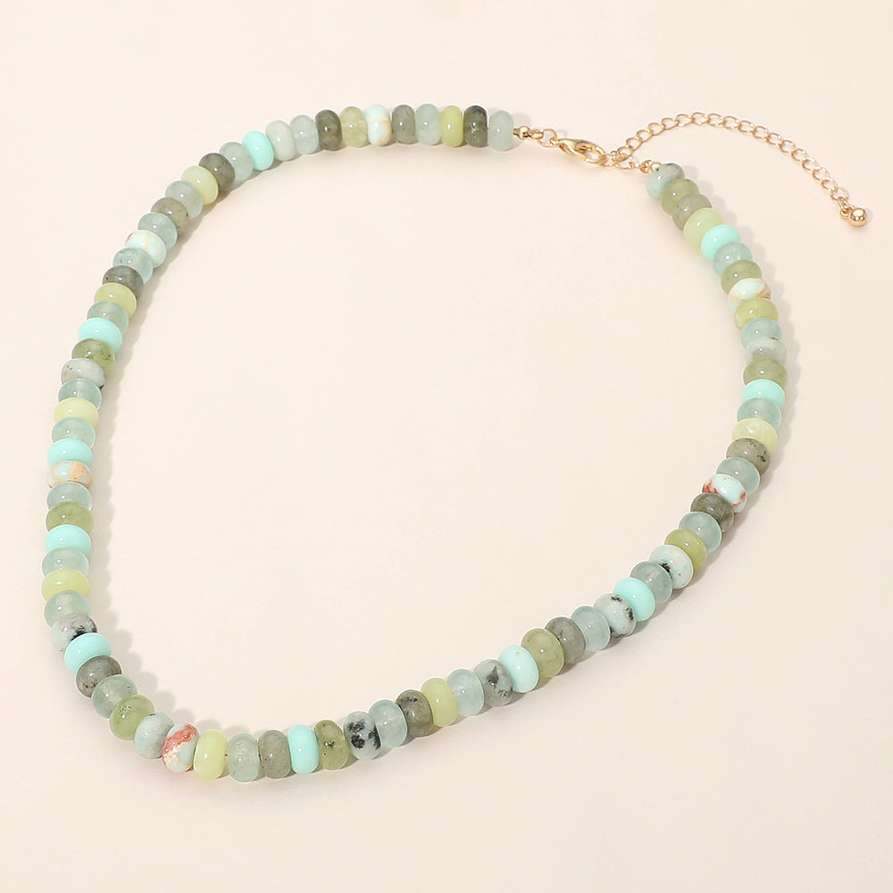 Natural Beaded Necklace in Mint