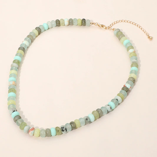Natural Beaded Necklace in Mint