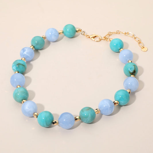 Marbled Round Faceted Metal Beaded Necklace