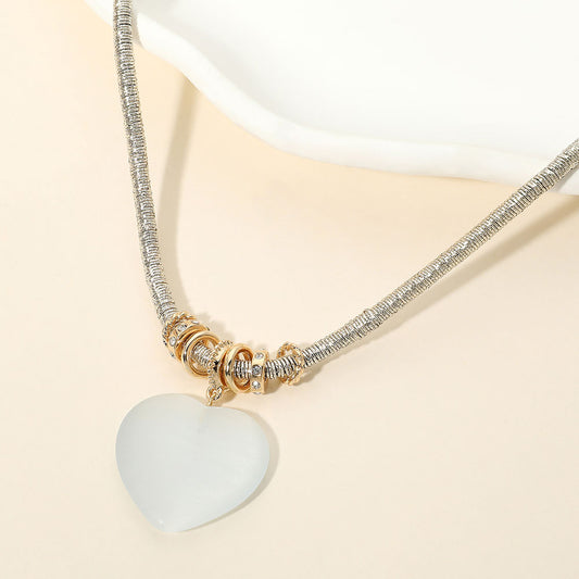 Mother of Pearl Heart Pendant Necklace