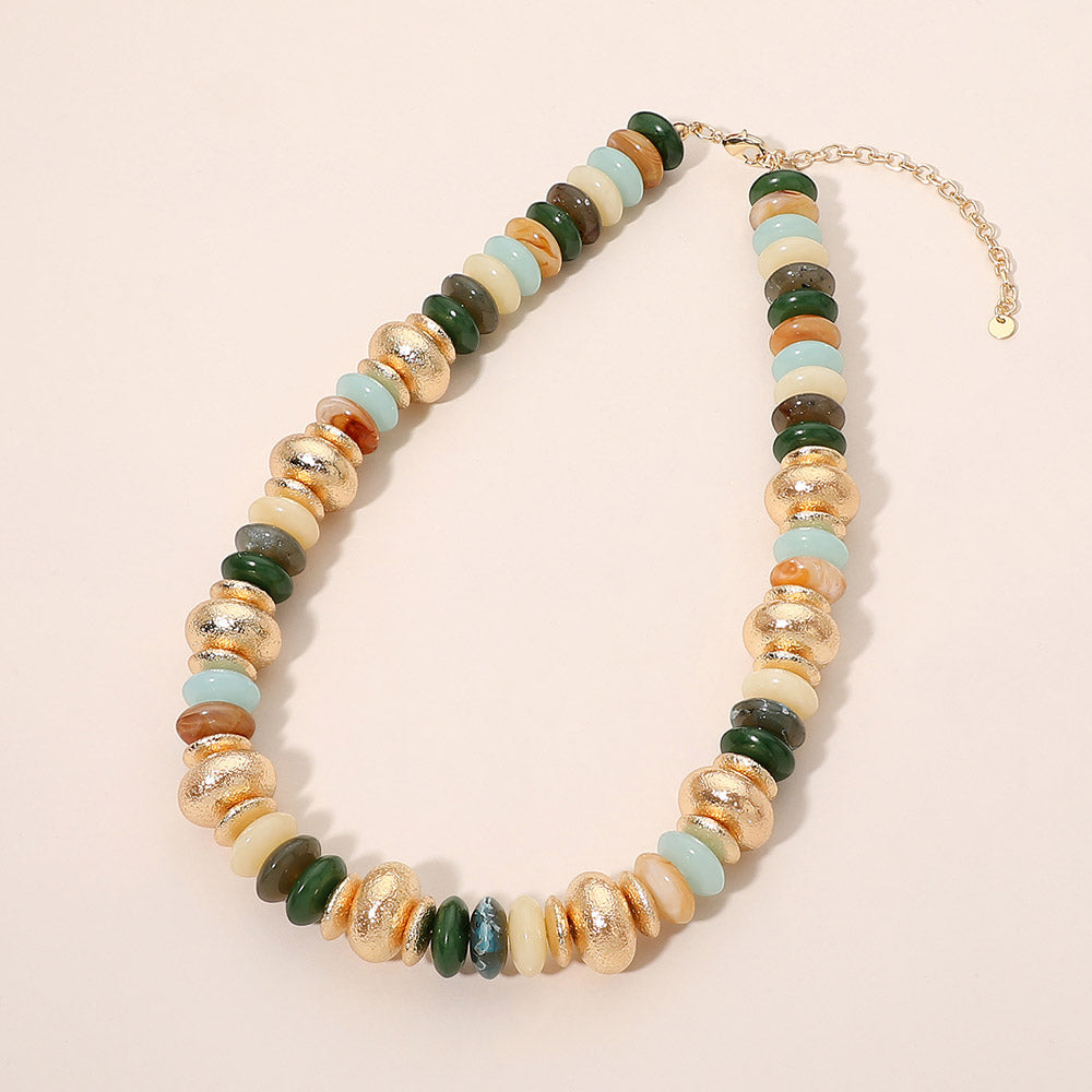 Chunky Mixed Disc Beaded Necklace