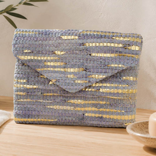 Boho Textured Envelope Clutch Crossbody Bag in Purple