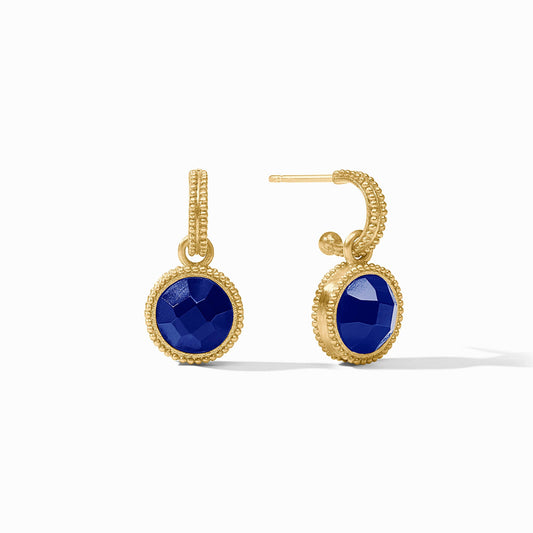 Fleur-de-Lis Hoop & Charm Earring in Iridescent Sapphire Blue