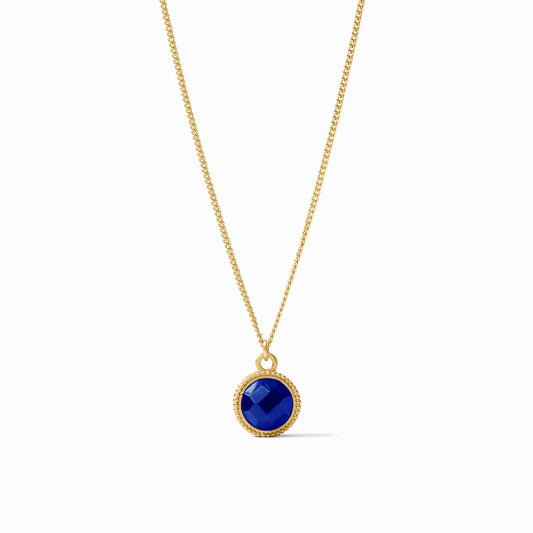 Fleur-de-Lis Solitaire Necklace in Iridescent Sapphire Blue